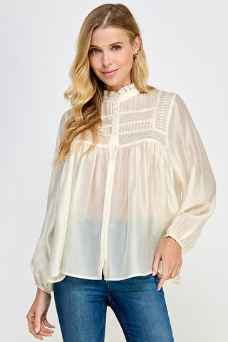 SBS109 - CREAM PINTUCK BLOUSE