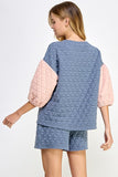 SBS110 - BLUE/BLUSH QUILTED TOP