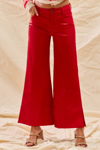 SOM101 - RED FAUX LEATHER PANTS