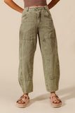 SOM102 - LT OLIVE BARREL PANTS