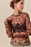 SOM113 - BROWN FLORAL MESH -