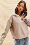SOM116 - COLORBLOCK 1/4 ZIP SWEATER