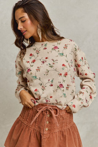 SOM120 - FLORAL CREW SWEATER -