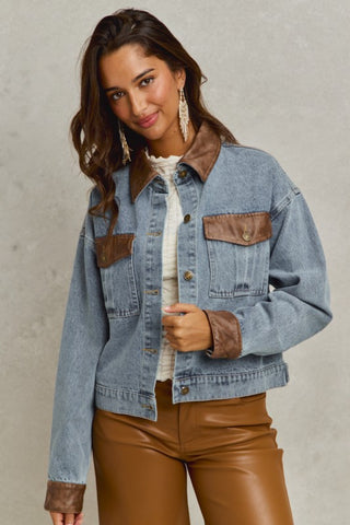 SOM122 - DENIM JACKET FAUX FUR