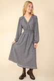 VER112 - NAVY PLAID MAXI DRESS