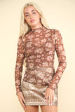 VER115 -FLORAL CHOCO MESH TOP