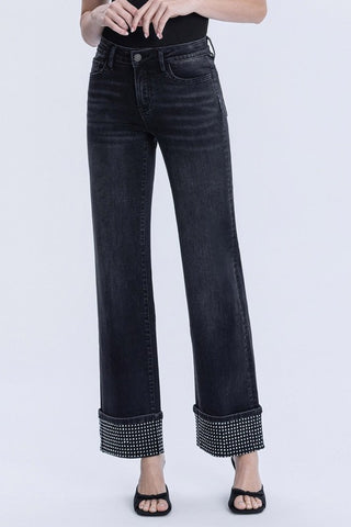 VEV110 - BLACK STUDDED JEANS