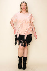 VOL101 - CURVY SUEDE FRINGE TOP