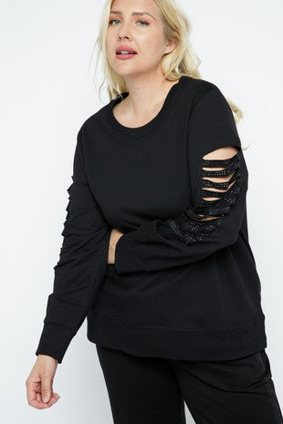 VOL106 - CURVY SWEATSHIRT W/LASER CUT