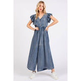 MIT106 - CHAMBRAY WIDE LEG JUMPSUIT