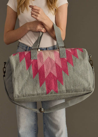 PAN105 - Slate & Pink Aztec Duffel