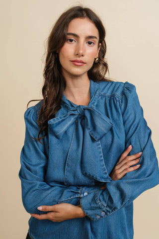 A&S103 - DENIM BLOUSE W/TIE