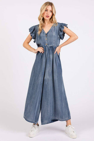 MIT106 - CHAMBRAY WIDE LEG JUMPSUIT