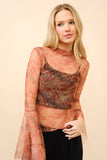BLB128 - Mesh Bell Sleeve Top