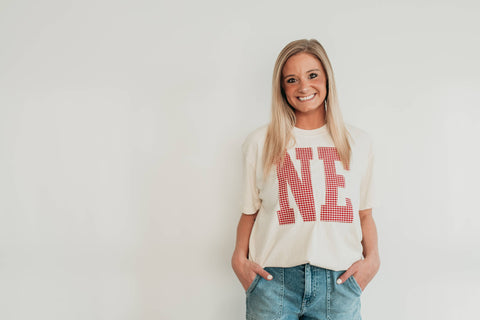 HFL106 - GINGHAM NE VORY TEE