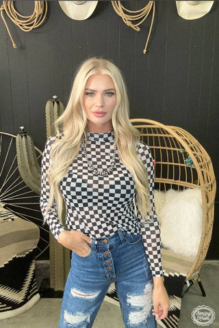 STE103 - BLK/WHITE Mesh Top