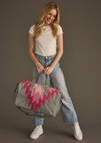 PAN105 - Slate & Pink Aztec Duffel