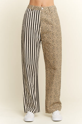 JBJ115 - CURVY STRIPE/LEOPARD PANT