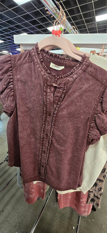 EES130 - WINE BUTTON UP SHIRT -