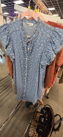 EES110 - FLORAL DENIM DRESS