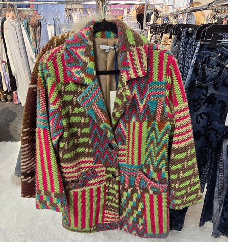 TEM101 - GREEN Bouclé Pattern Coat