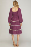 SS128 - PURPLE RIC RAC DRESS