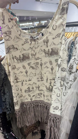 ORI121 -OLDWEST TANK W/FRINGE