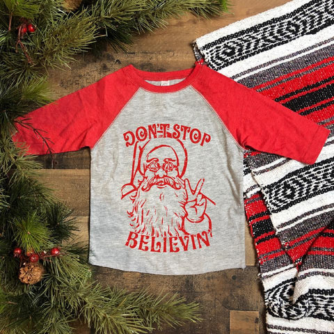 TJR108 - Kids Don't Stop Believin' Santa Raglan