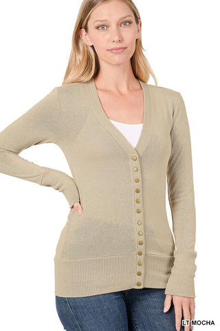 SNAP CARDIGAN SWEATER