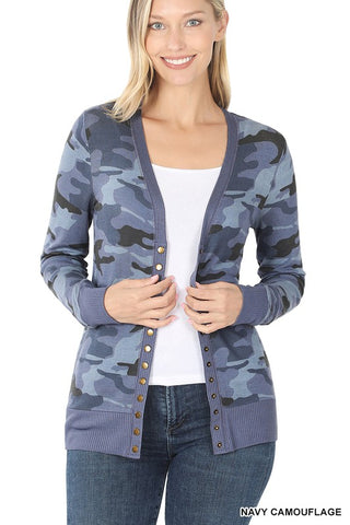 ZE214 - SNAP CAMO CARDIGAN